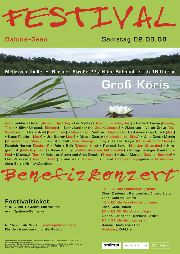 Festival Dahme-Seen Benefizkonzert Groß Köris Plakat 2